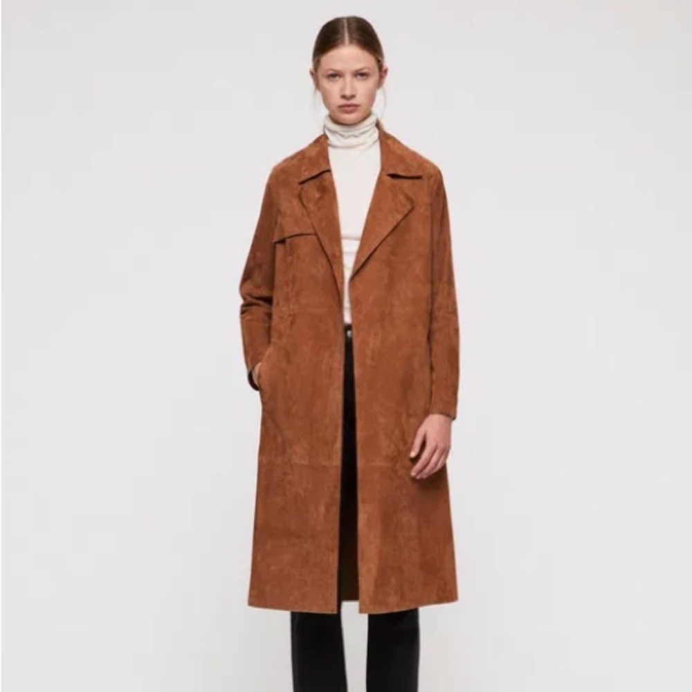 AllSaints, Ember Brown Suede Trench Coat